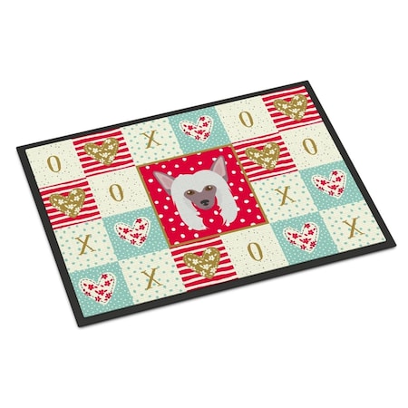 Jensendistributionservices 24 x 36 in. Chinese Crested Love Indoor or Outdoor Mat MI1712149